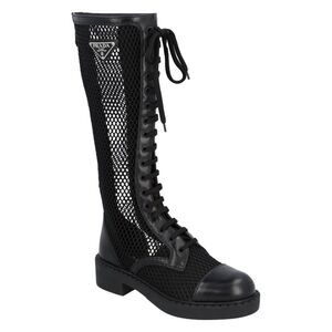 Prada Mesh and Brushed Leather Boots